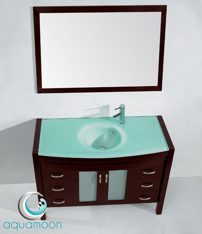 Aquamoon Alpes 24 Double Sink Modern Bathroom Vanity Set - Espresso
