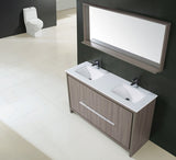 Aquamoon Granada 60 1/4" Grey Oak Double Sink Modern Bathroom Vanity