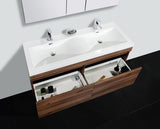 Aquamoon Hailey 56 3/8" Walnut Modern Wall Mount Bathroom Vanity