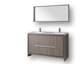 Aquamoon Granada 60 1/4" Grey Oak Double Sink Modern Bathroom Vanity